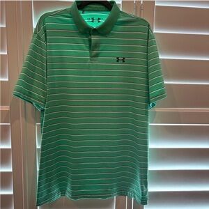 Under Armour Men's Mint Green Striped Polo large